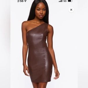 Forever 21 chocolate brown leather dress